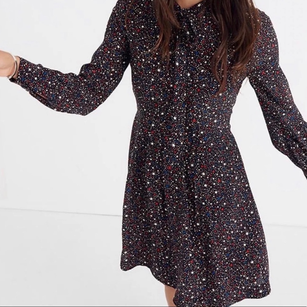 Madewell balsam tied neck star print dress